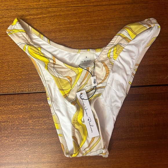 NWT MONICA HANSEN BEACHWEAR Vintage Chic Bikini Bottom in Yellow Abstract Small - Picture 3 of 6